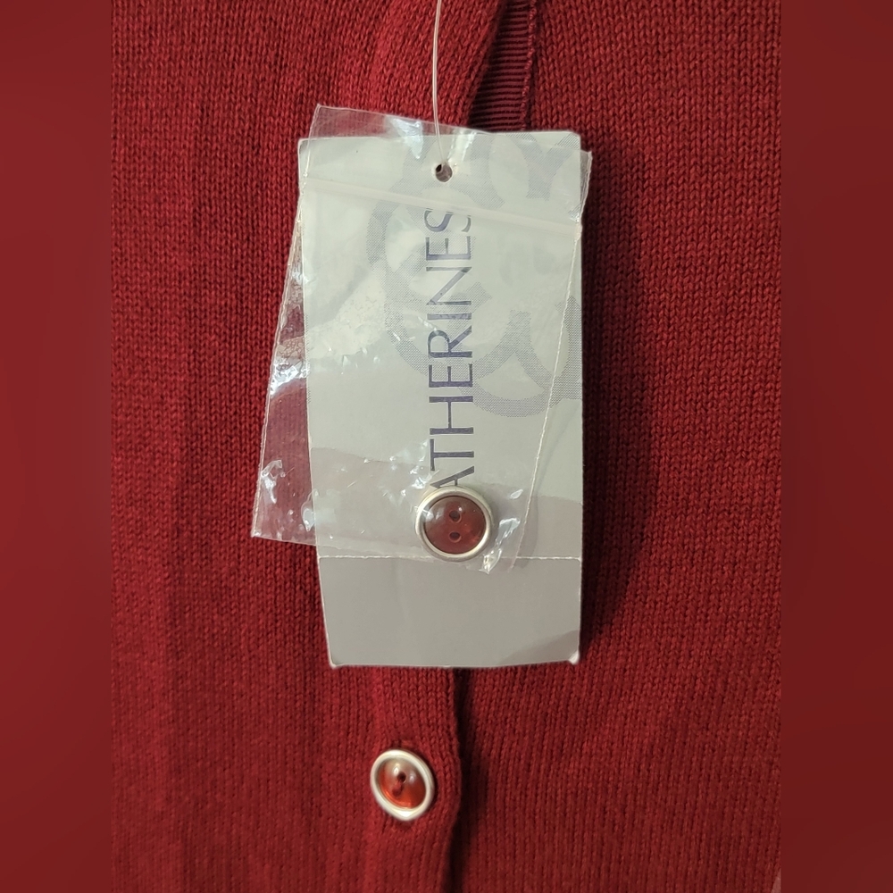 NWT Catherines Deep Burgandy Red Cardigan Sweater Size 3X - Picture 6 of 8